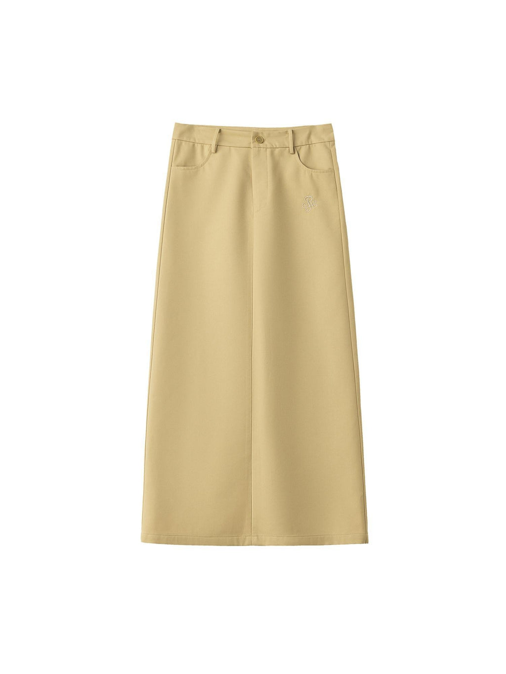 ikyou High Waist Embroidered A Line Minimal Office Midi Khaki Black Maxi Skirts