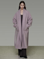 unspoken Cozy Thick Lambswool Midlength Loose Fit Minimalist Commuter Lavender Wool Coats