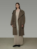 unspoken Viscose Blend Loose Fit Single Breasted Minimalist For Women Brown Long Coats