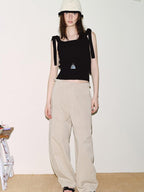 fano Slim Viscose Nylon Spaghetti Strap Office Cropped Solid Black White Camisoles