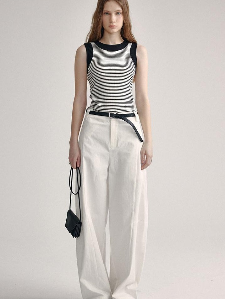 fano High Waist Sculpted Minimal Office Women Curved Pockets Rayon Wide Leg Pants