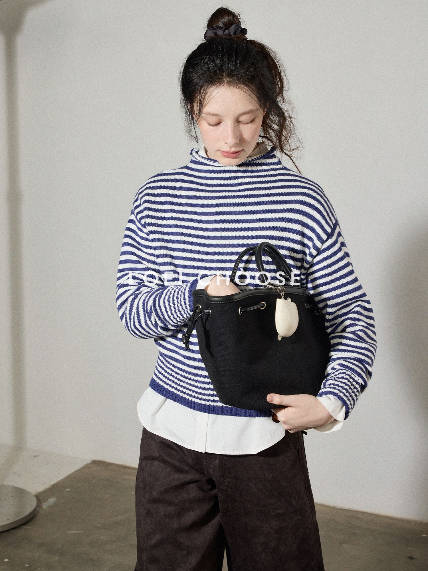 Lofi choose Acrylic Cotton Soft Striped Loose Fit Pullover Commuter Style Women Sweaters