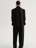 audreyyang Crossover Waist Office Relaxed Fit Women Double Breasted Black Blazers