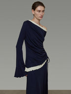 unspoken Soft Tencel Stretch 3 Piece Casual Hem Detail Women Comfort Fit Top & Skirt Sets