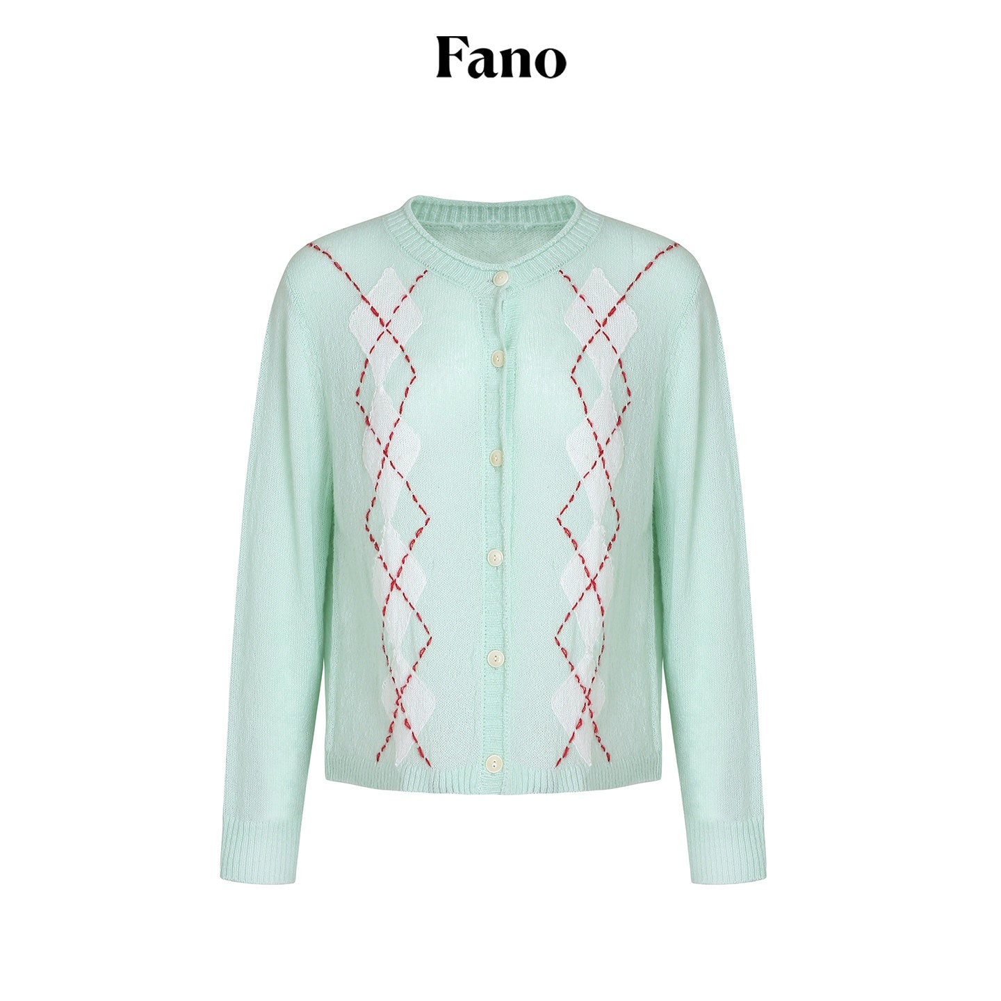 fano_Warm_Wool_Blend_Diamond_Loose_Fit_Commuter_Round_Neck_Mint_Cardigans_MISSTT
