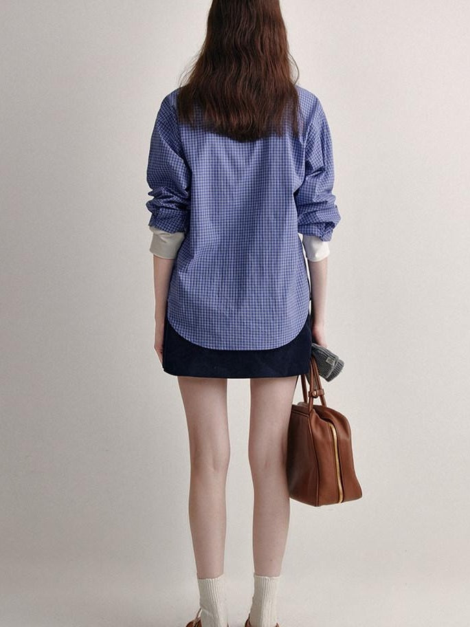 fano Skin Friendly Breathable Cotton Loose Fit Buttoned Collared Women Blue Shirts
