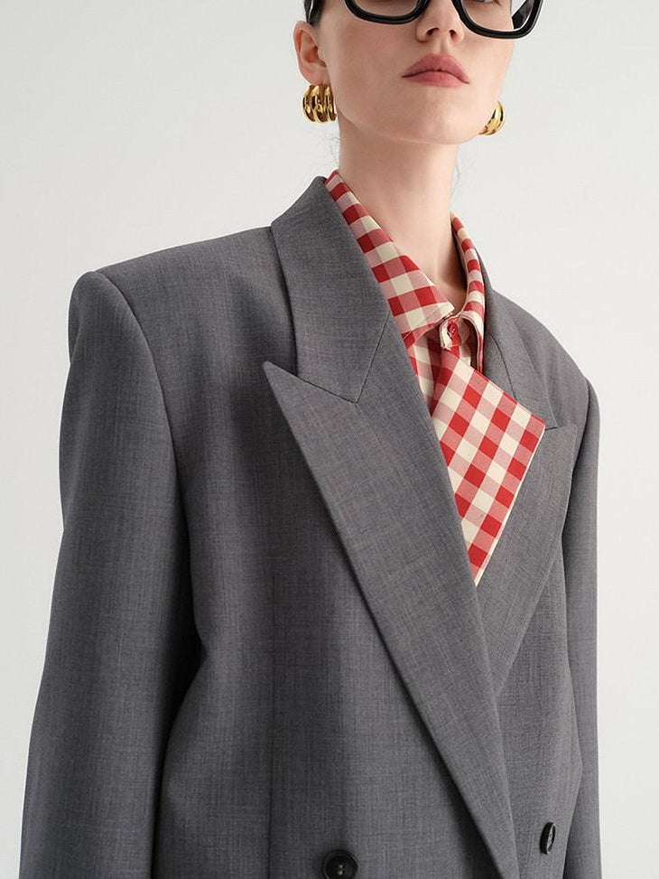 audreyyang Single Button Relaxed Fit Polyester Office For Women Long Sleeve Solid Blazers