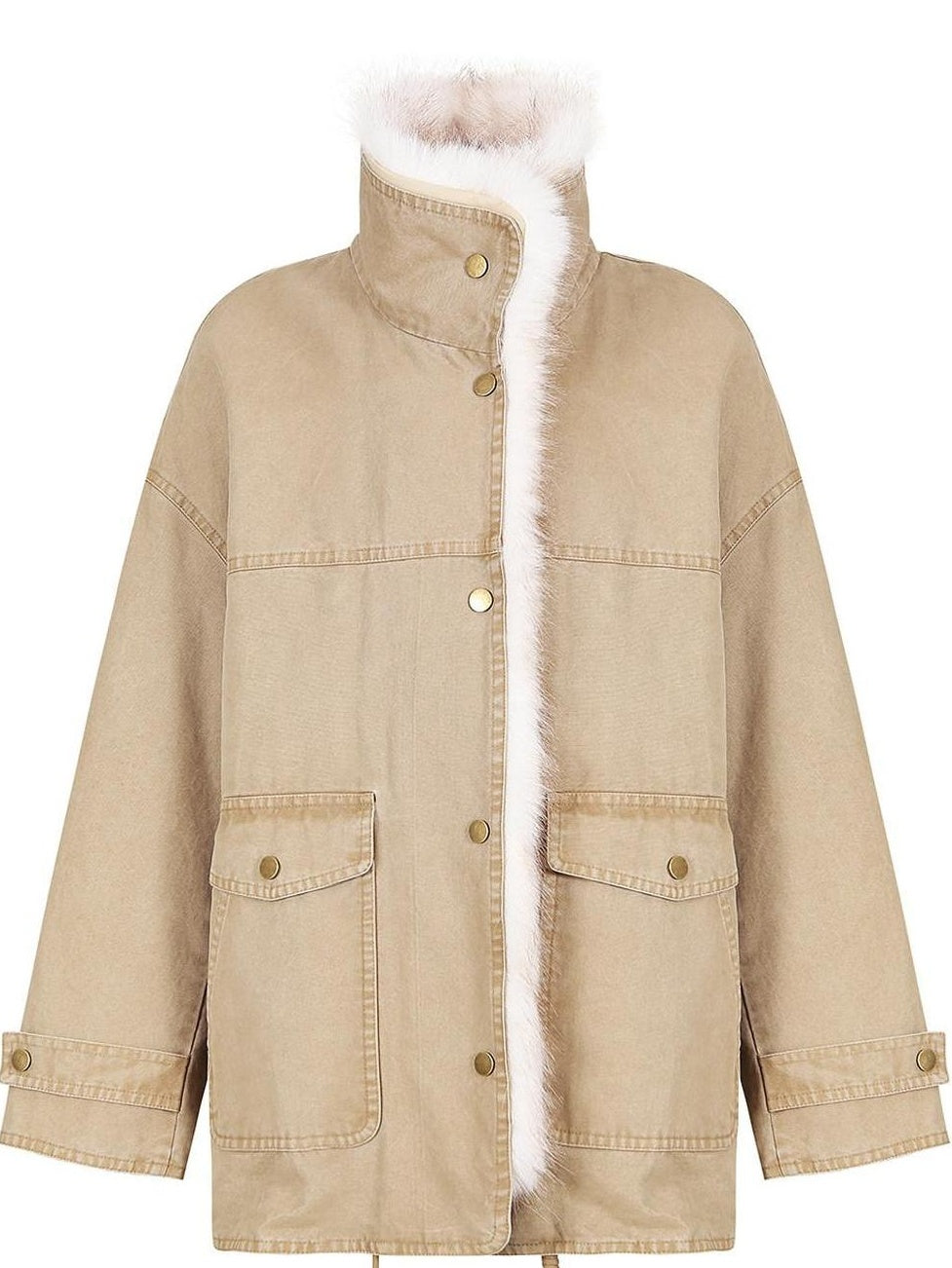 fano 90% White Duck Down Warm Korean Straight Washed Khaki Stand Collar Down Jackets