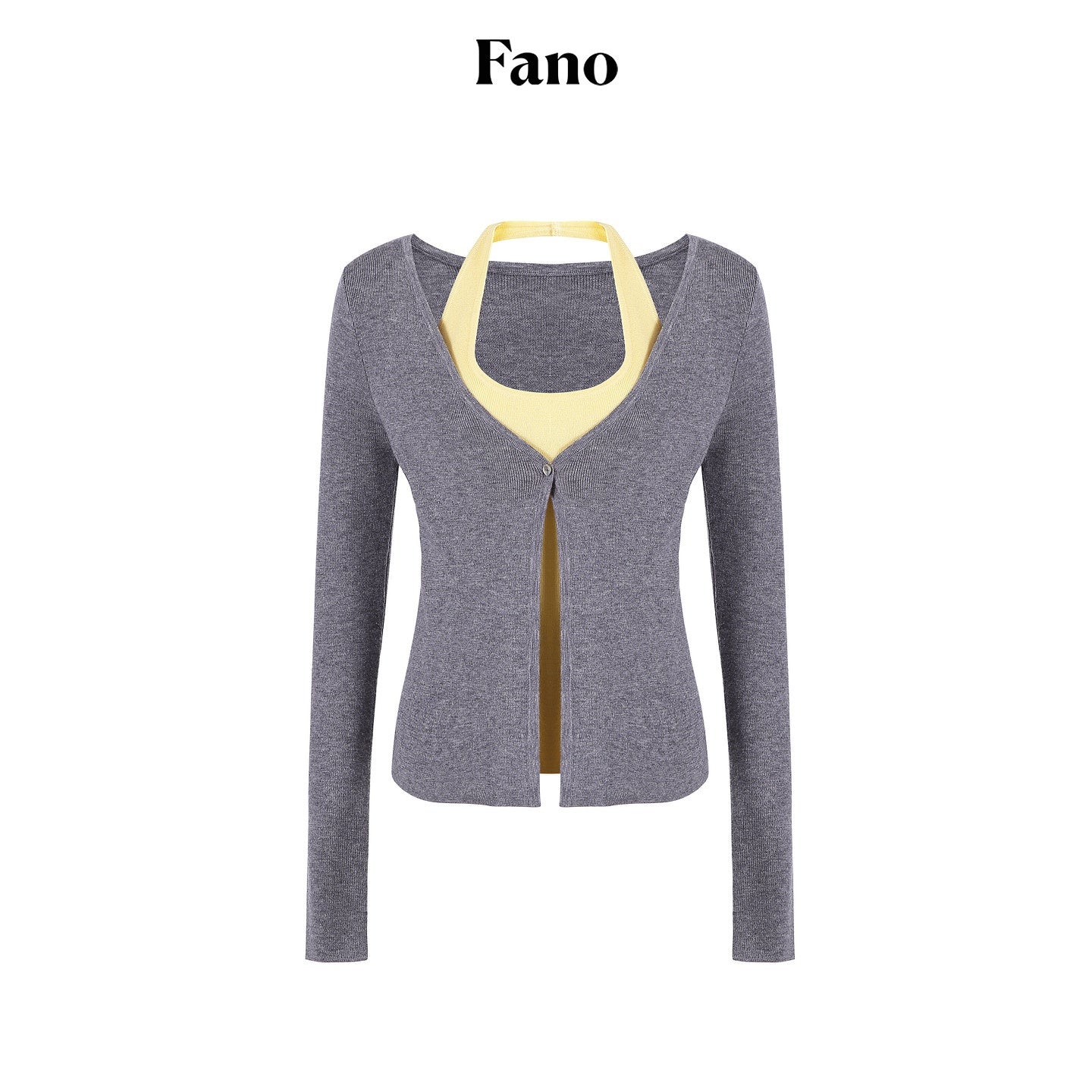 fano_Soft_Breathable_Korean_V-neck_Slim_Faux_Layered_Colorblock_Cardigans_MISSTT