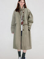 fano Oversized Cotton Blend Single Breasted Korean Commuter Women Khaki Trench Coats