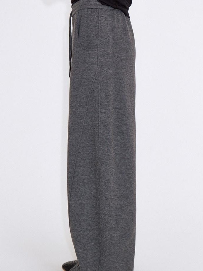 fano Soft Stretch Knit Natural Waist Straight Leg Casual Women Dark Gray Sweatpants