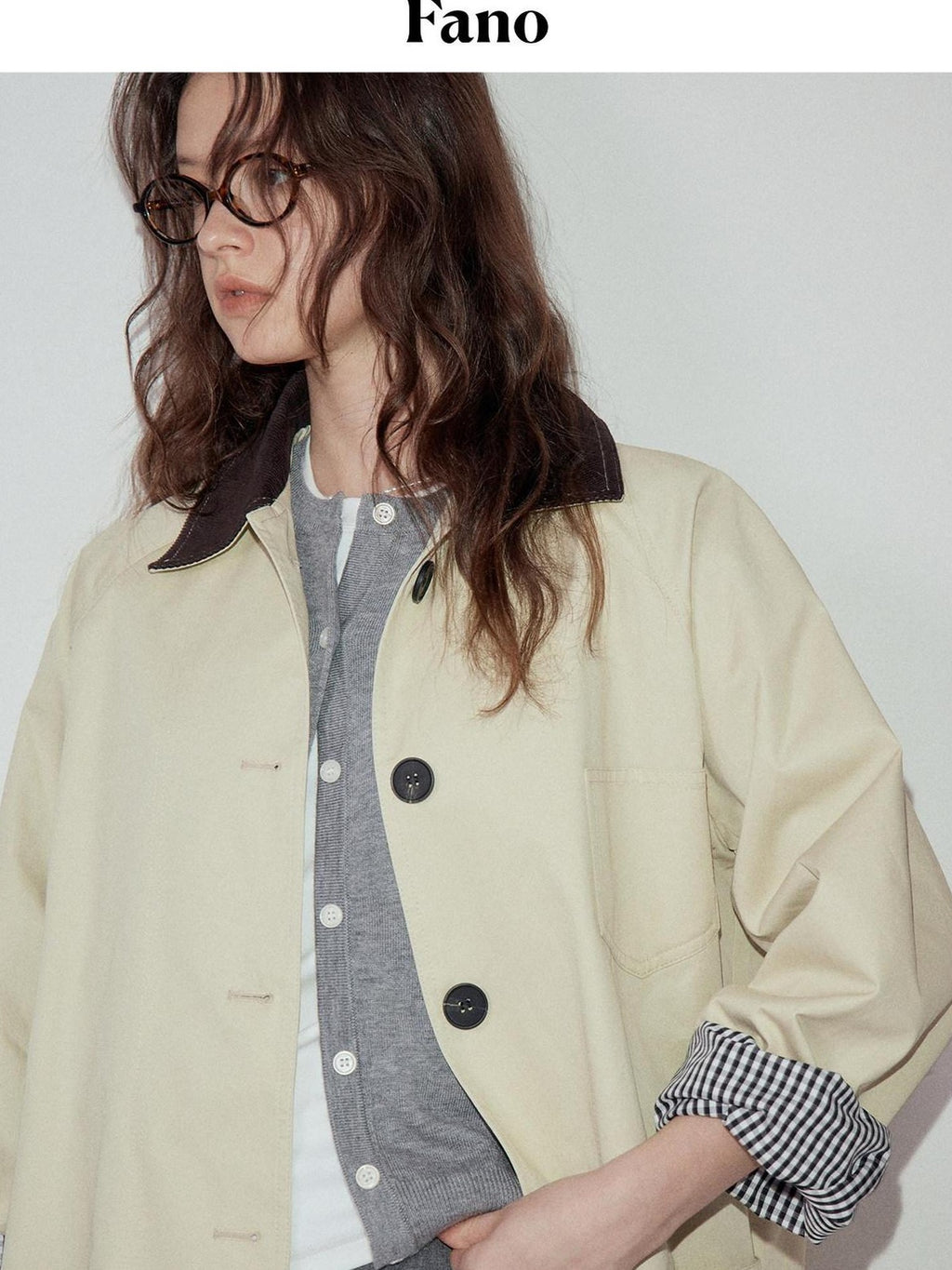 fano Cotton Lined Single Breasted Korean Commuter Short Women Beige Trench Coats