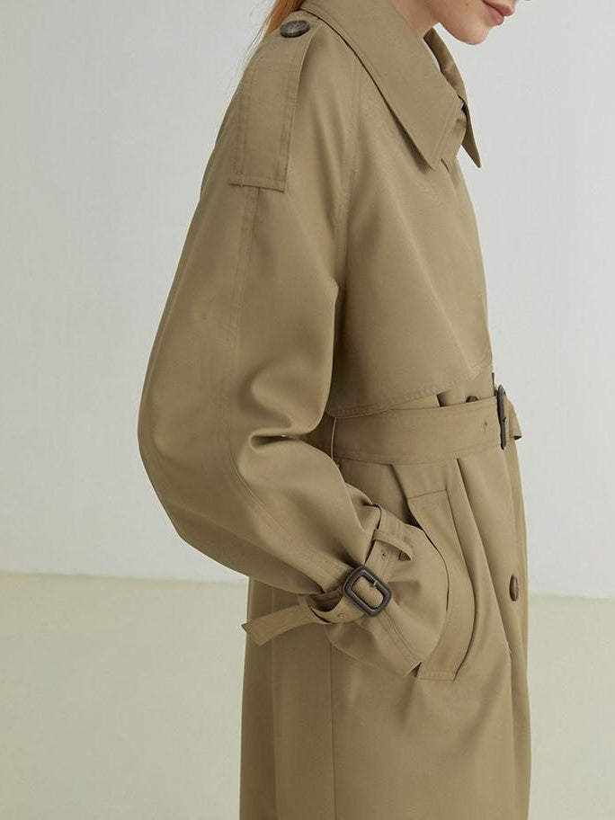 fano Minimalist Double Breasted Long Straight Fit Office Workwear Women Trench Coats