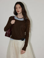 Lofi choose Breathable Oversized Commuter Office Top Green Brown Long Sleeve T-Shirts