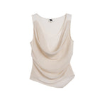 someonesometimes Tencel Wool Blend Slim Fit Commuter Workwear Unlined Beige Women Tank Tops