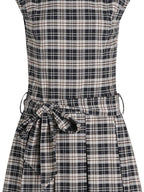 fano Plaid Sleeveless H Line Natural Waist Office Dress For Women Midi Dresses