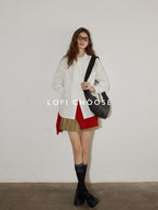 Lofi choose Elegant Ribbon Tie Neck Office Loose Fit Long Sleeve Button Blouses