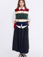 fano Warm Korean Commuter Straight Stripe Round Neck Women Acrylic Cardigans