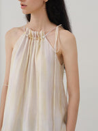 someone sometimes Original Mesh Patchwork Epaulette Loose Striped Women Halter Crop Tops