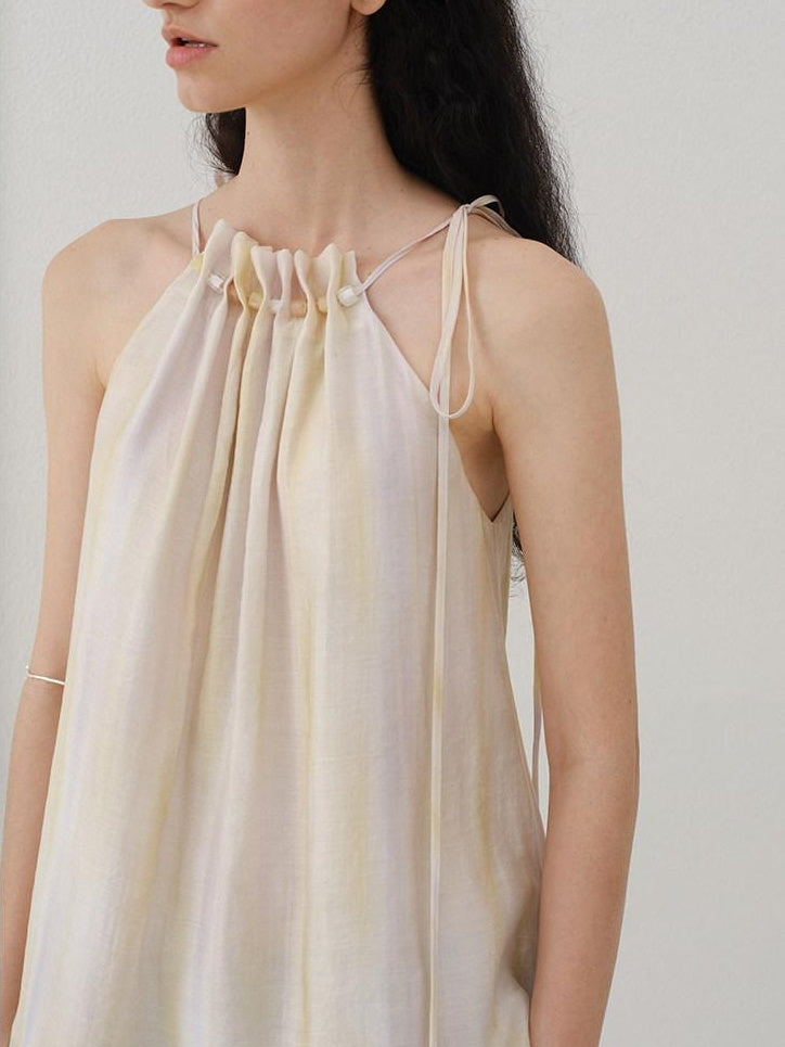 someone sometimes Original Mesh Patchwork Epaulette Loose Striped Women Halter Crop Tops