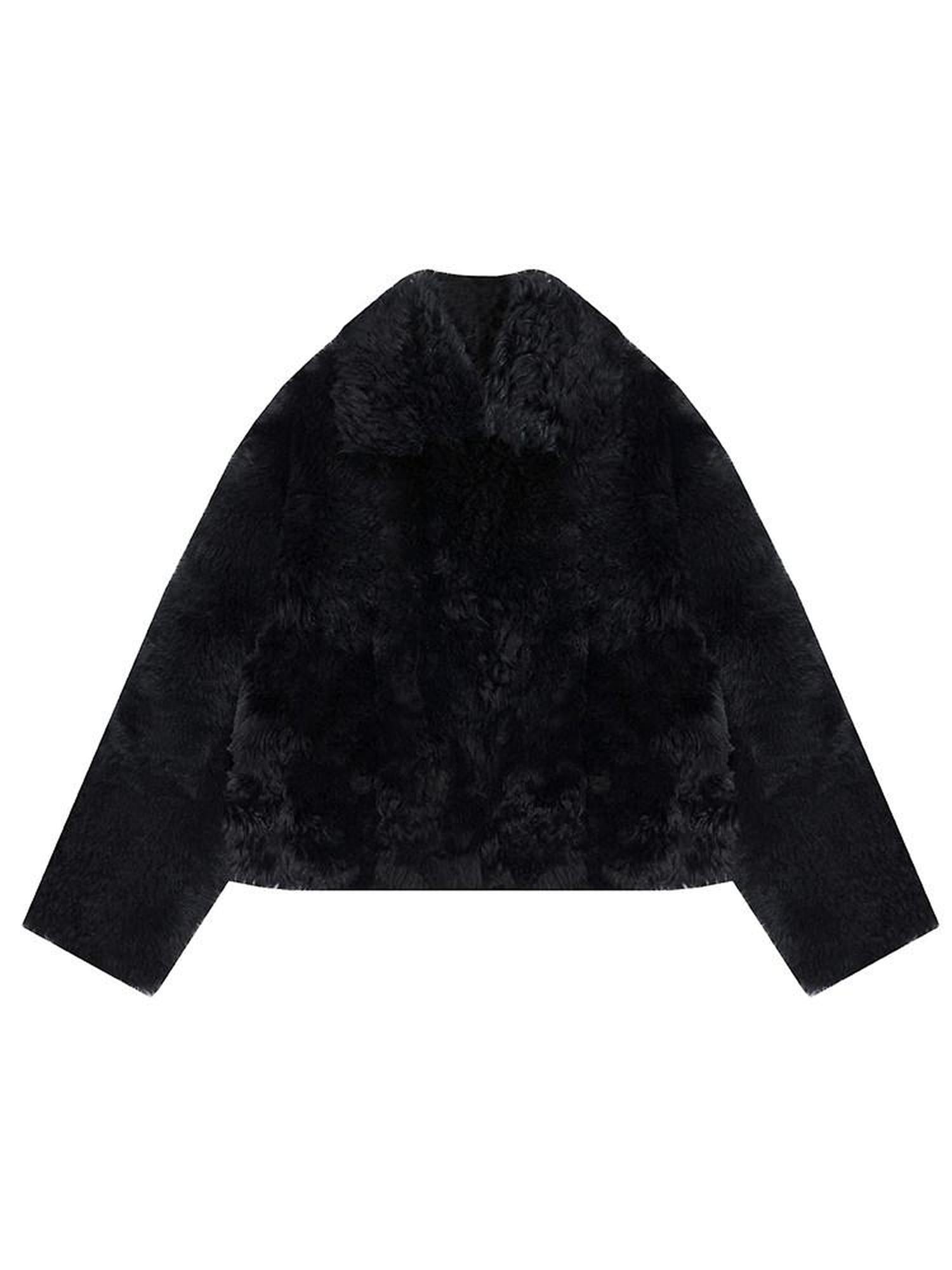 unspoken Black Minimalist Office Relaxed Fit Long Sleeve Young Women Short Coat