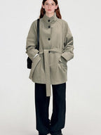 fano Pure Cotton Loose Korean Commuter Single Breasted Women Khaki Grey Trench Coats