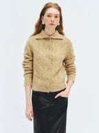 someonesometimes Soft Acrylic Long Sleeve Button Front Slim Fit Womens Mustard Yellow Cardigans