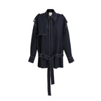 unspoken_Vintage_Loose_Fit_Irregular_Pocket_Detail_Women_Navy_Polyester_Trench_Coats_MISSTT