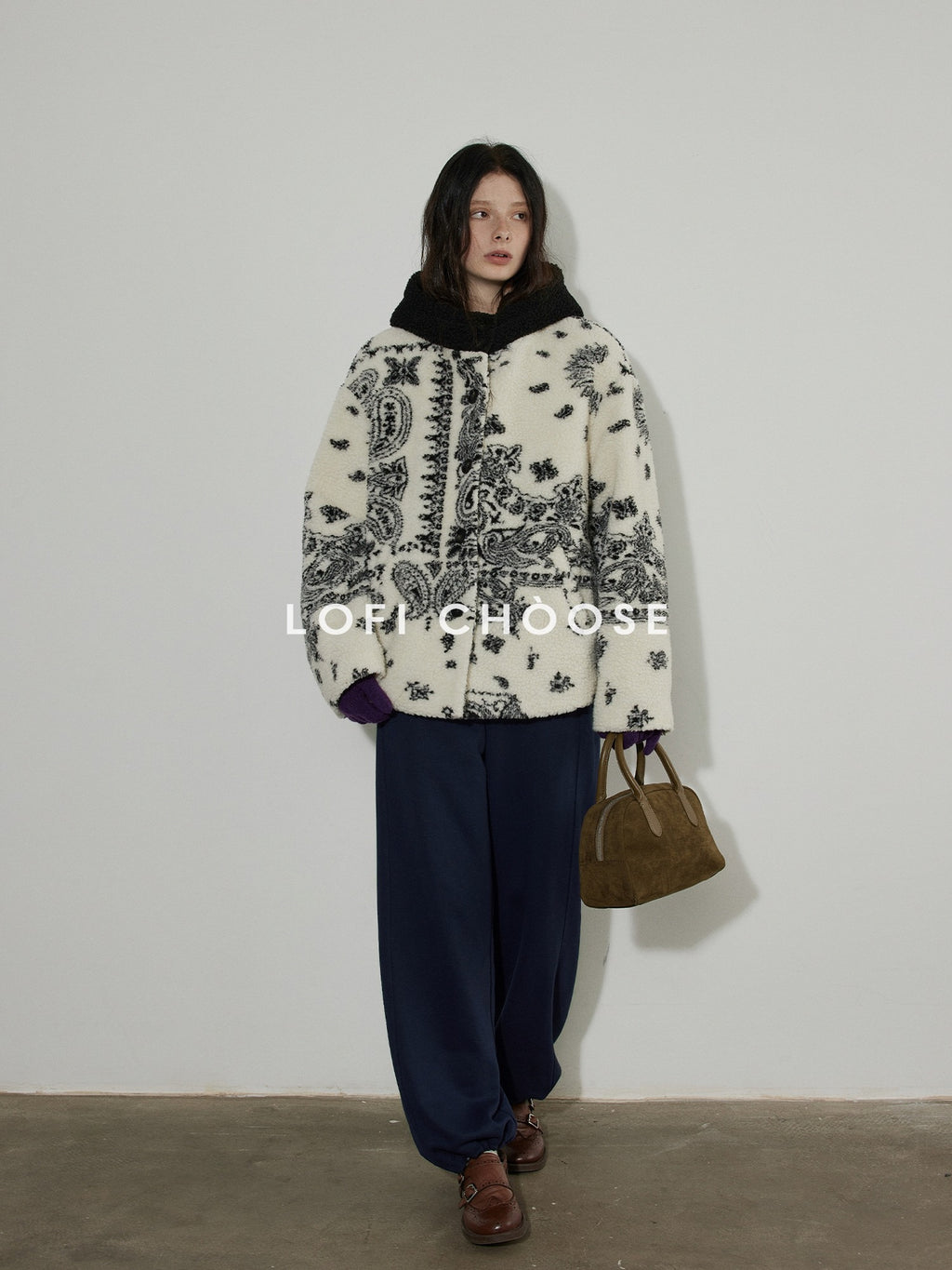 Lofi choose High Waist Casual Loose Straight Leg Women Navy Wide Leg Pants