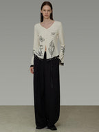 unspoken Soft Cotton Blend Relaxed Fit Floral Print V-neck Long Sleeve Women Blouses