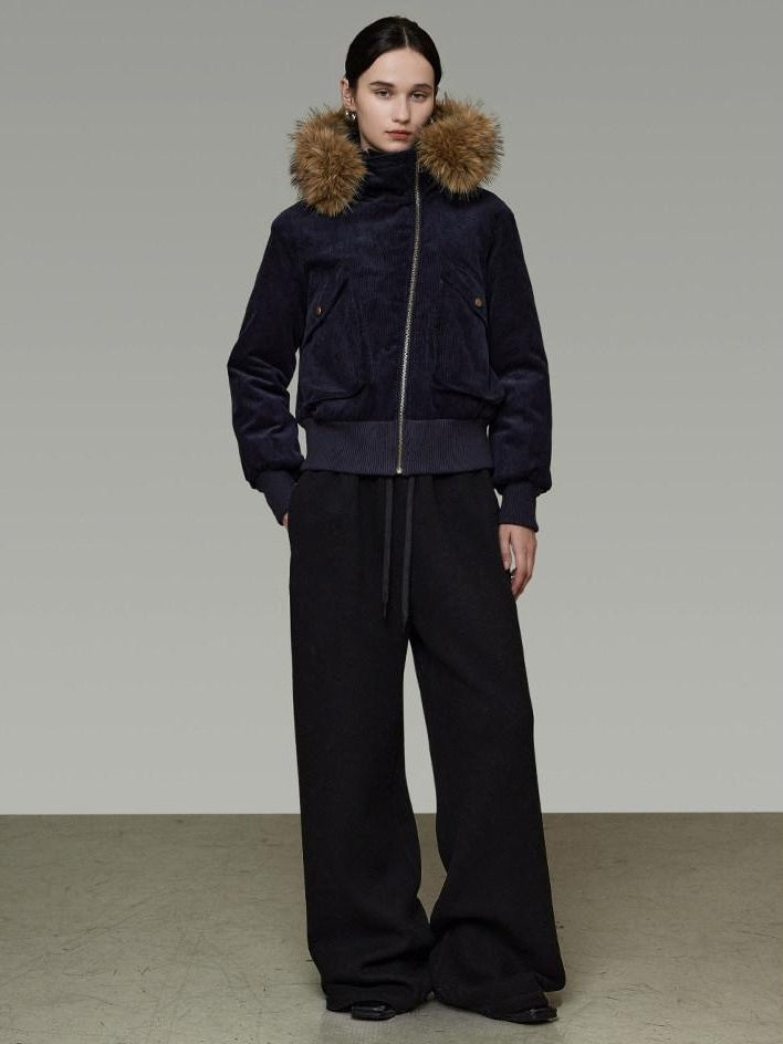unspoken Thick Cotton Hooded Oversized Minimal Commuter Navy Zippered Puffer Jackets