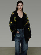 unspoken Warm V-neck Button Closure Loose Fit Commuter Knit For Women Cardigans