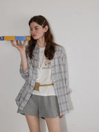 Lofi choose High Waist Loose Straight Leg Women Commuter Grey Casual Mini Shorts