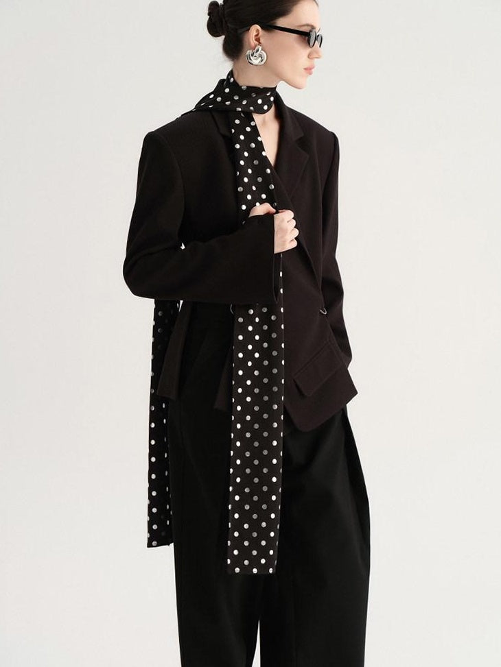 audreyyang Crossover Waist Office Relaxed Fit Women Double Breasted Black Blazers