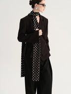 audreyyang Crossover Waist Office Relaxed Fit Women Double Breasted Black Blazers