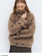 someone sometimes Alpaca Blend Casual Relaxed Double Breasted Lapel Women Dusty Camel Short Coat