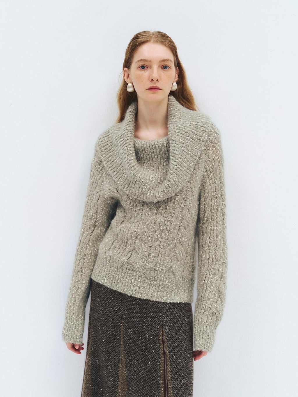 someone sometimes Wool Mohair Blend Oversized Casual Knit Pullover Women Dark Mist Green Sweaters