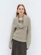someone sometimes Wool Mohair Blend Oversized Casual Knit Pullover Women Dark Mist Green Sweaters