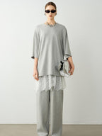 audreyyang Breathable Cotton Blend Minimalist Commuter Loose Fit Women Wide Leg Pants