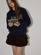 Lofi choose High Waist Cotton Puff Skirt Loose Commuter Women Brown Mini Skirts