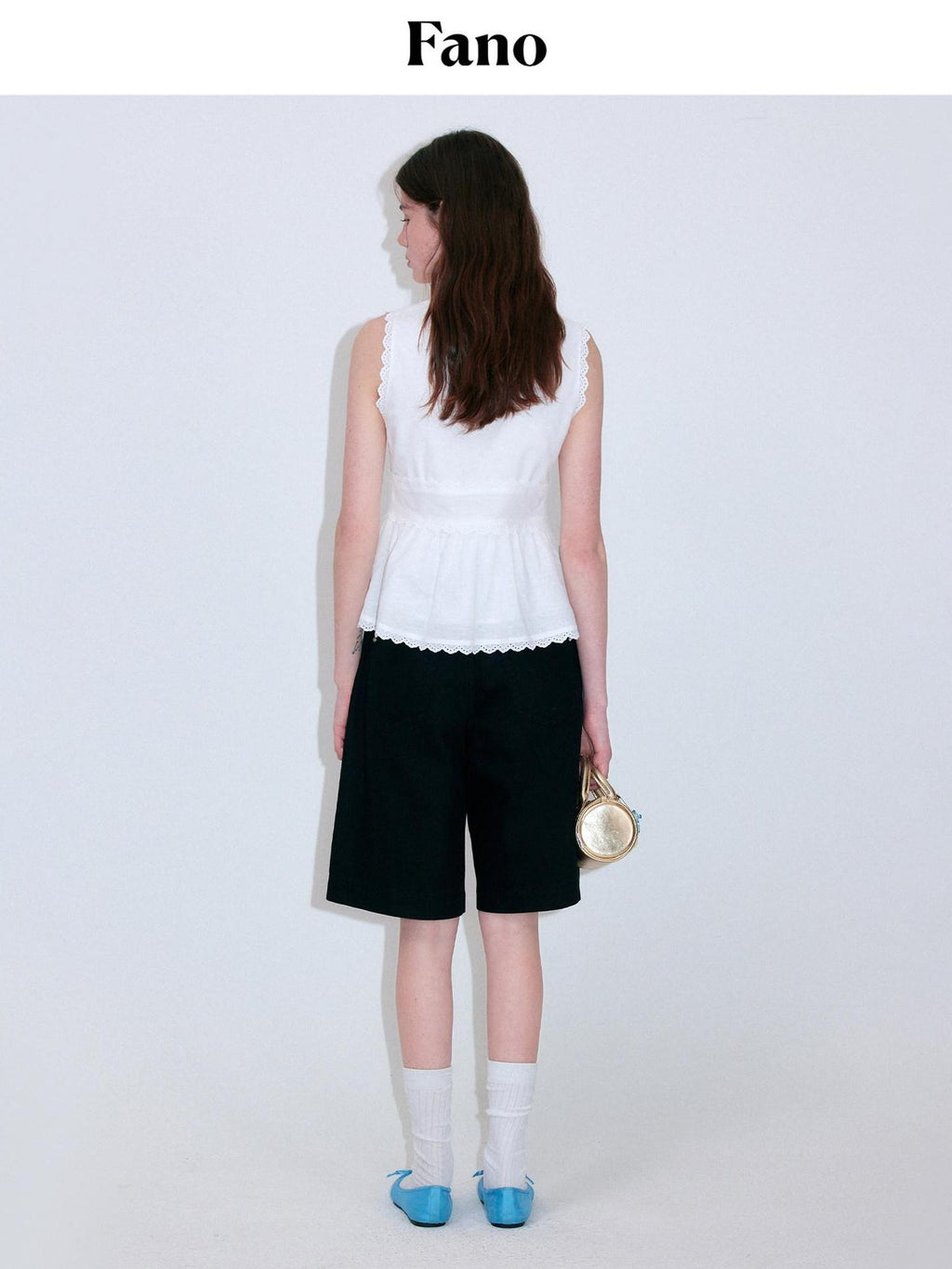 fano Cotton Linen Korean Ruffle Slim Fit Women White Off Shoulder Crop Tops
