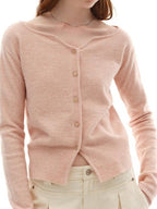 someonesometimes Soft Pink Cozy Wool Button V-neck Loose Fit Unisex Knit Cardigans