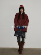 Lofi choose Warm Thick Cotton Commuter Loose Fit Single Breasted Button Front Puffer Jackets