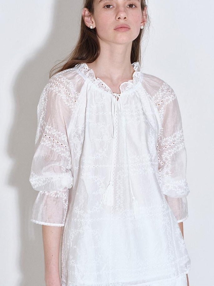 fano Breathable Lyocell Relaxed Three Quarter Sleeve White Lounge Top & Shorts Sets