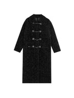 unspoken Thick Double Breasted Commuter Straight Fit Women Black Polyester Long Coats