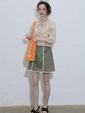 Lofi choose High Waist Floral A Line Relaxed Fit Workwear Women Coffee Green Mini Skirts