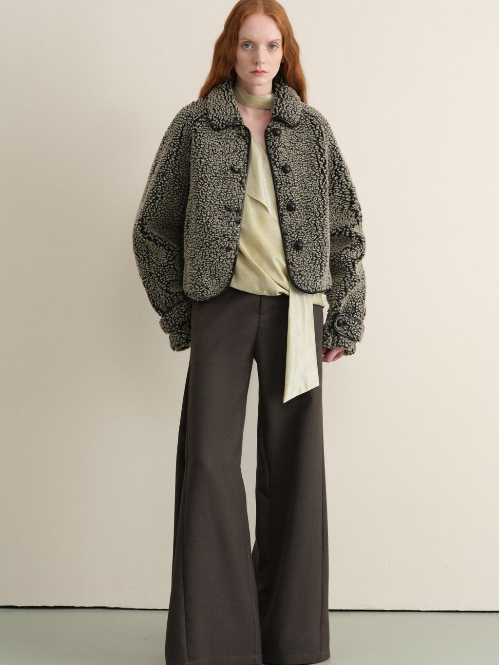 Stretch Knit Olive Gray Micro Flare Casual High Waist Women Flared Pants
