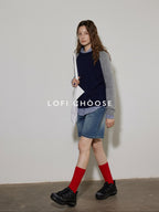 Lofi choose Colorblock Loose Fit Crewneck Pullover Smart Commuter Office Women Knit Sweaters