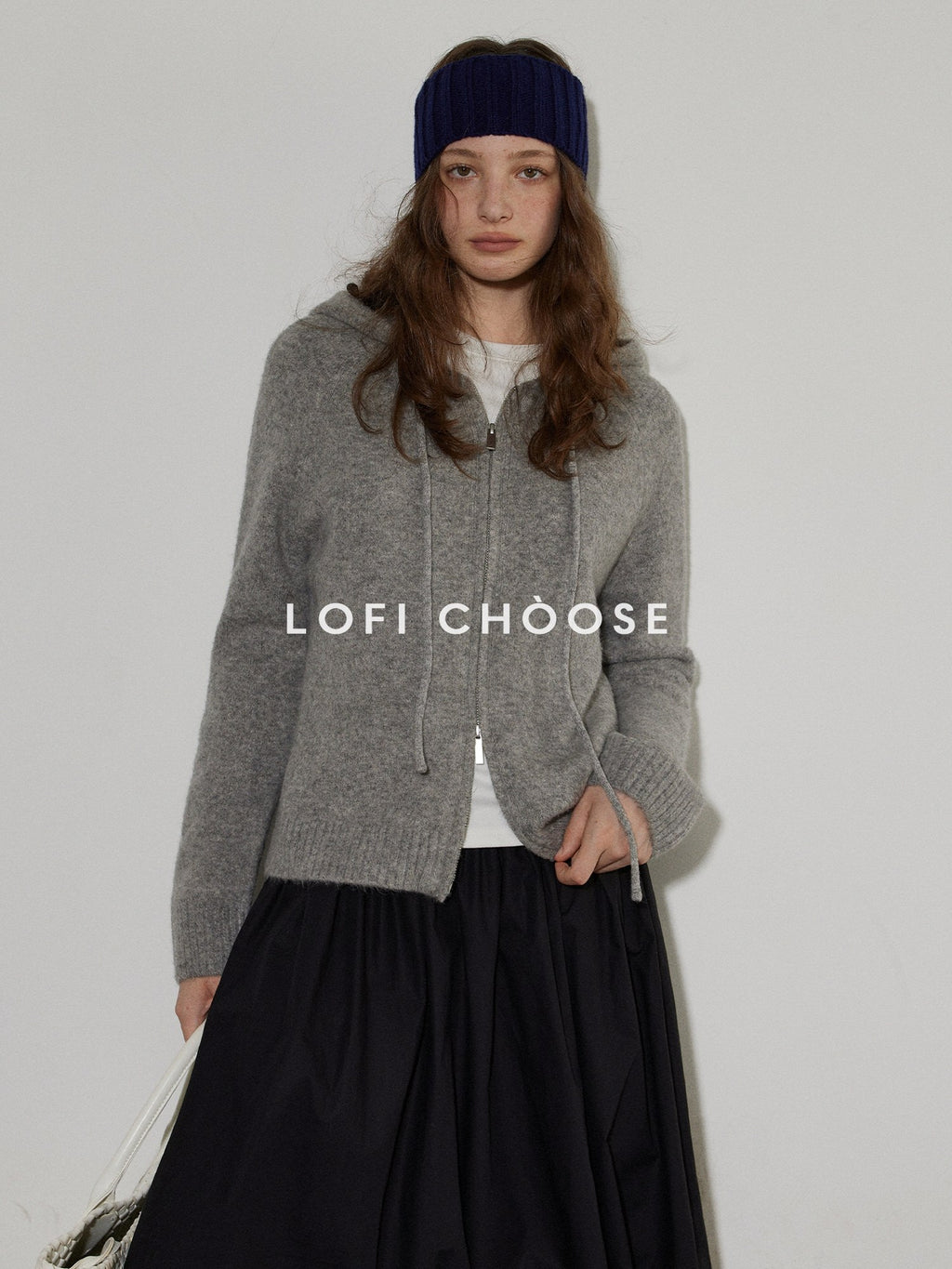 Lofi choose Soft Acrylic Wool Blend Oversized Zip Hooded Women Heather Gray Hoodie