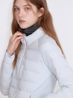 fano 90 Percent Goose Down Slim Stand Collar Zipper Women Light Gray Down Jackets